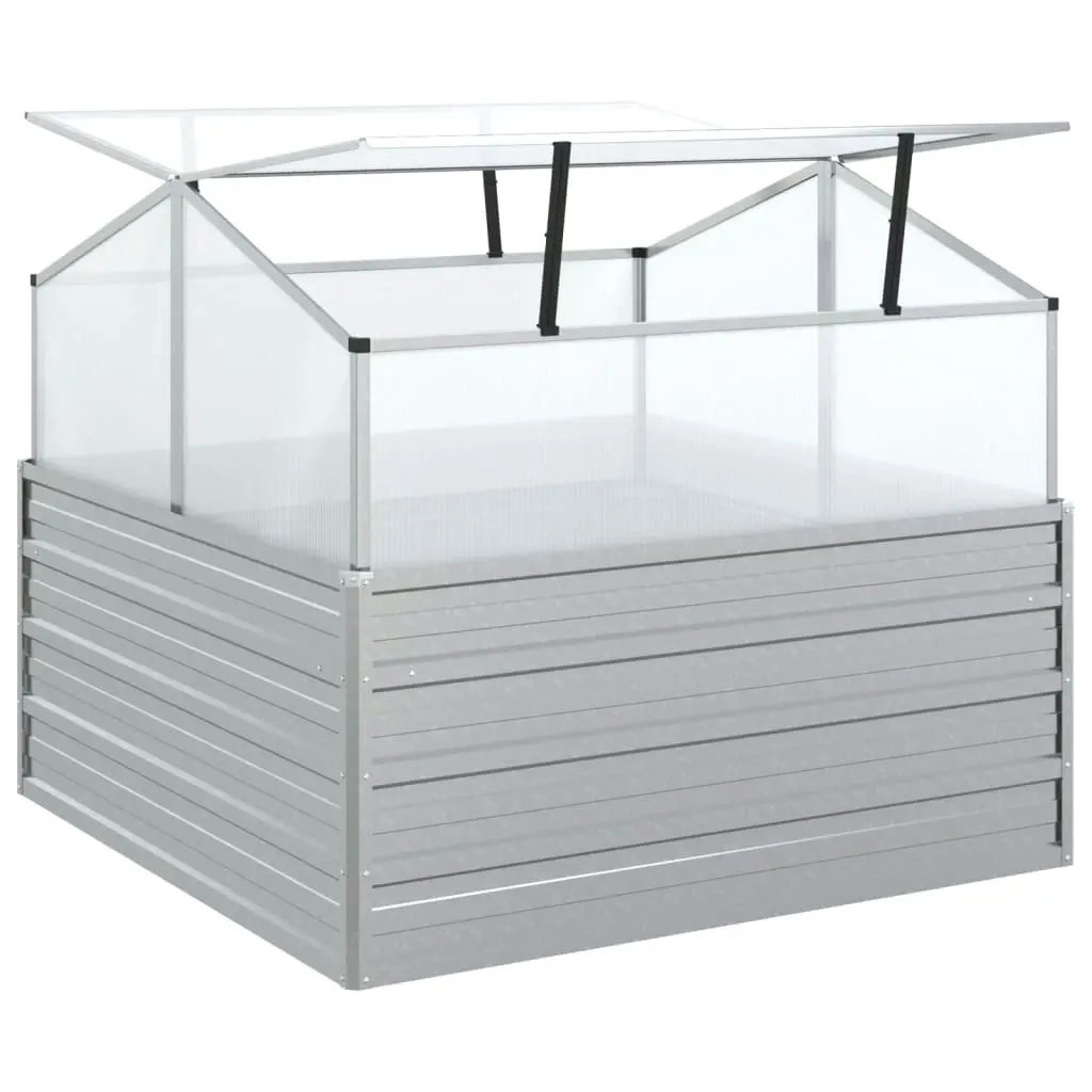 Garden Raised Bed with Greenhouse 100x100x85 cm Silver 316882