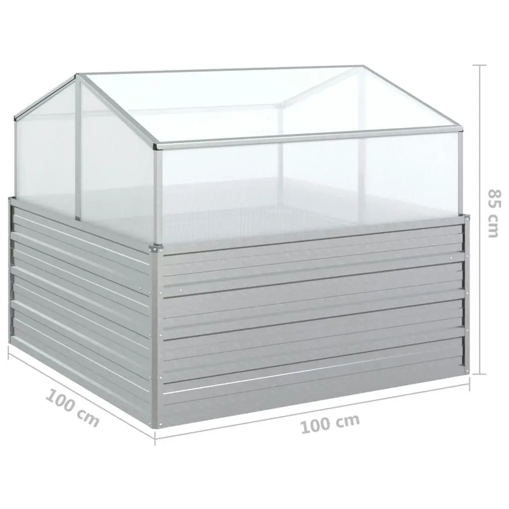 Garden Raised Bed with Greenhouse 100x100x85 cm Silver 316882