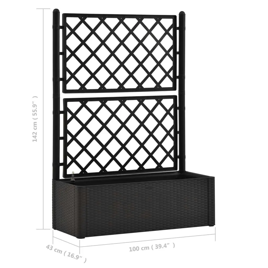 Garden Raised Bed with Trellis and Self Watering System Anthracite 313969