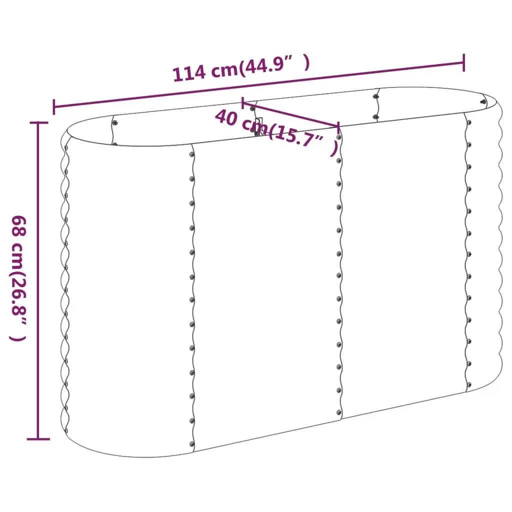 Garden Raised Bed Powder-Coated Steel 114x40x68 cm Grey 318889