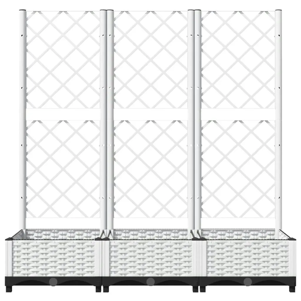 Garden Planter with Trellis White 120x40x121.5 cm PP 153283