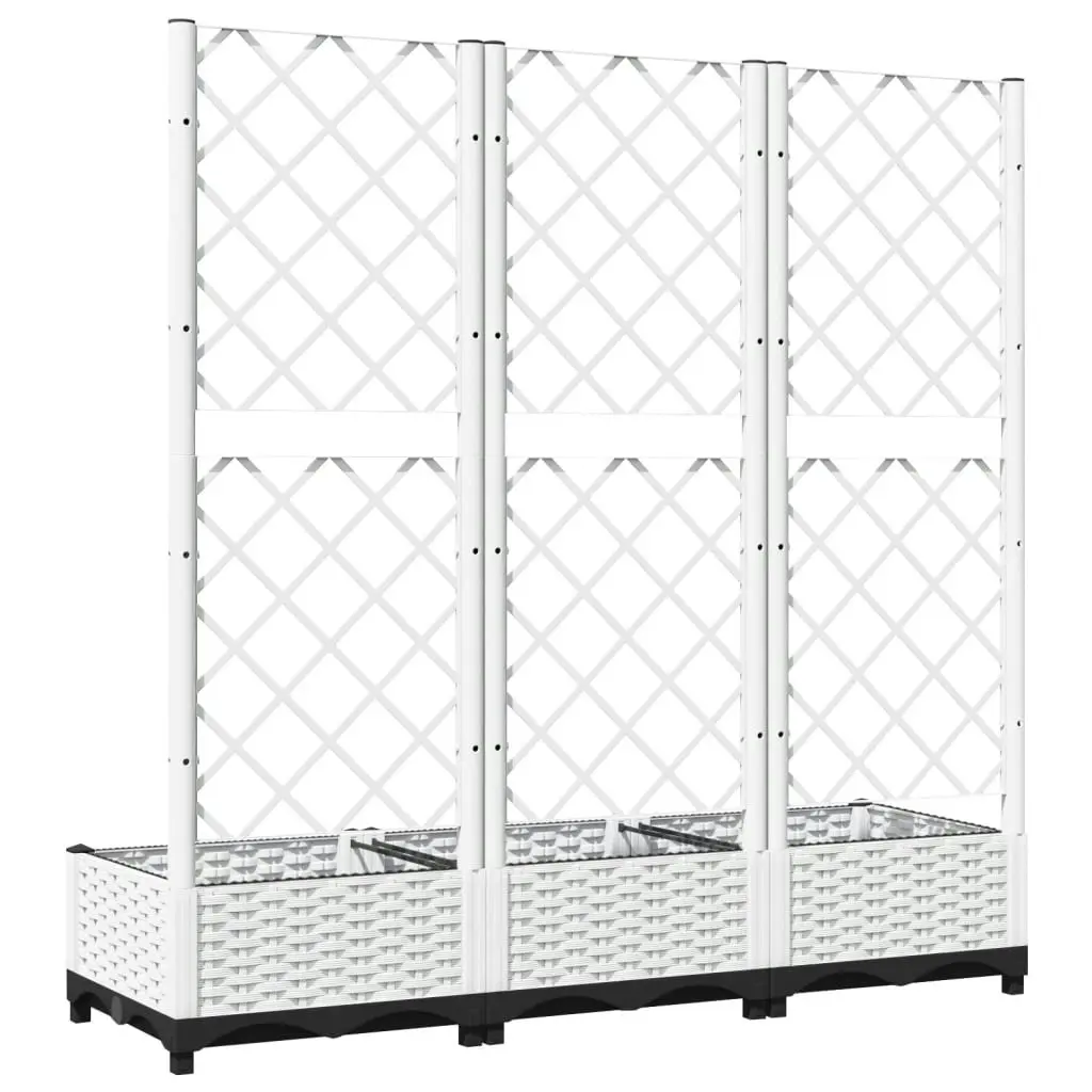 Garden Planter with Trellis White 120x40x121.5 cm PP 153283