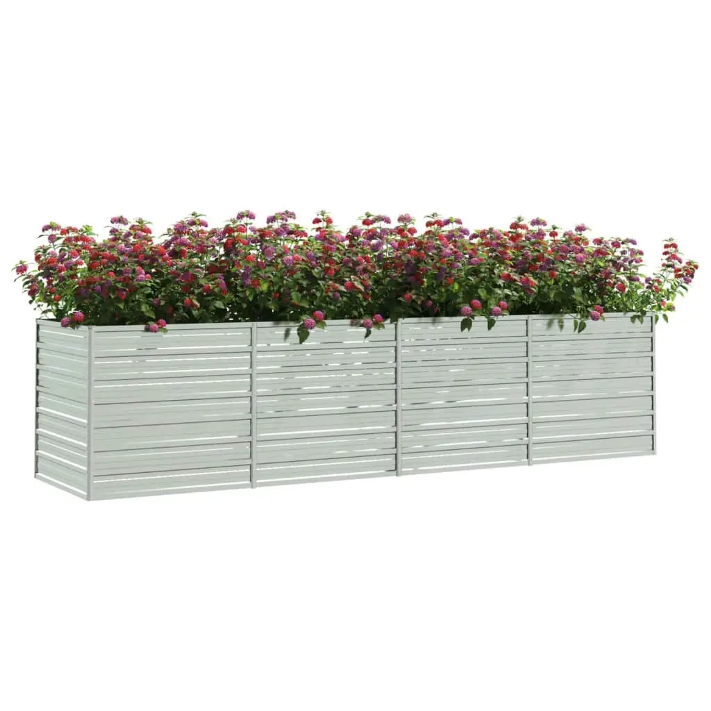 Garden Raised Bed 320x80x77 cm Galvanized Steel Silver 316890