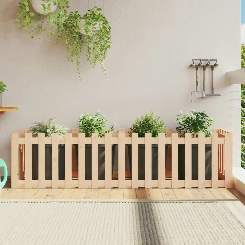 Garden Raised Bed with Fence Design 200x50x50 cm Solid Wood Pine 832507