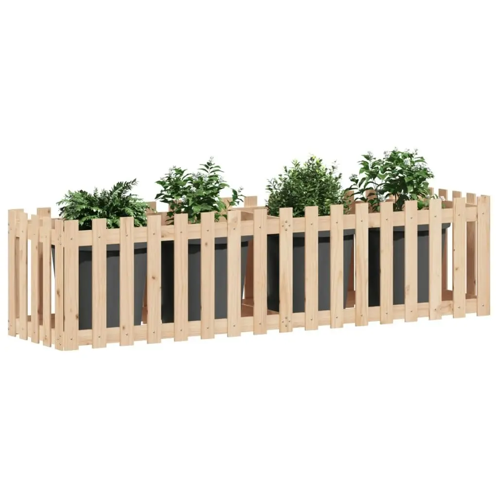 Garden Raised Bed with Fence Design 200x50x50 cm Solid Wood Pine 832507