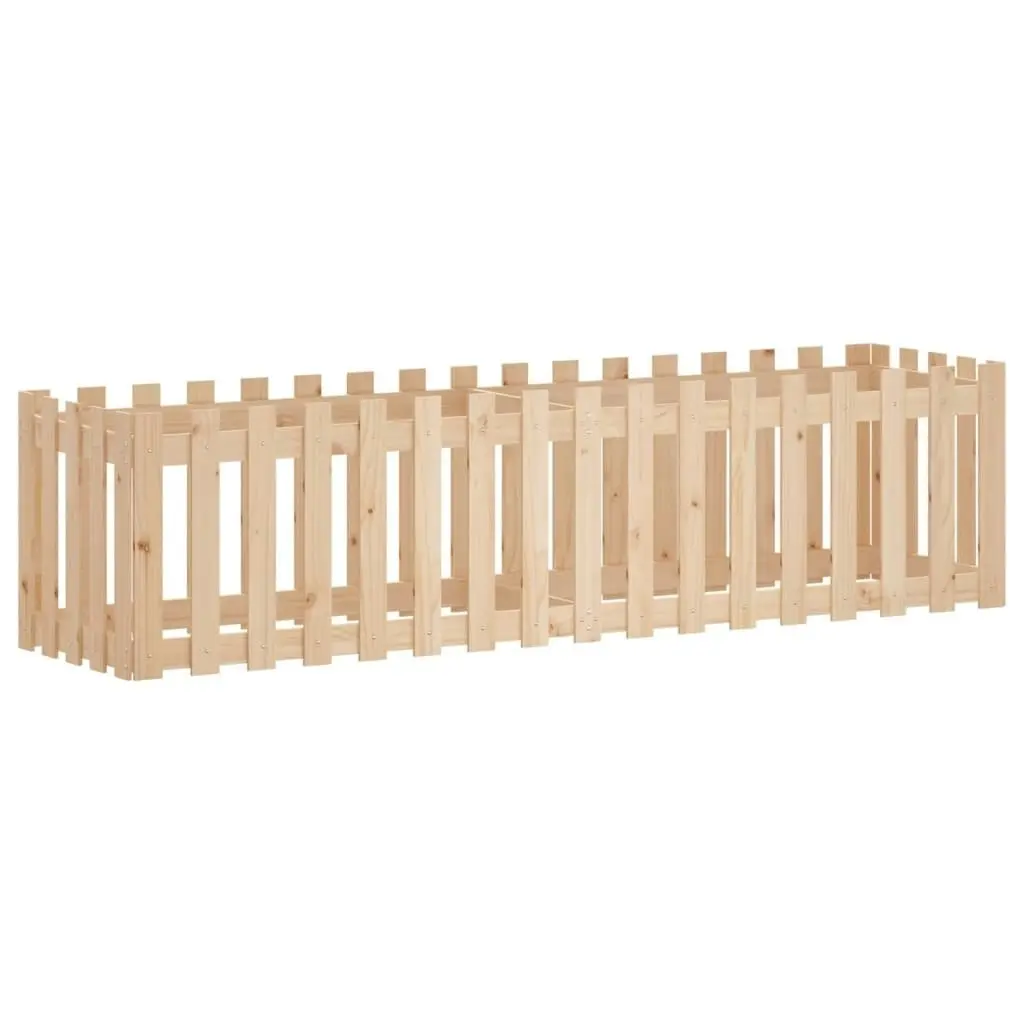 Garden Raised Bed with Fence Design 200x50x50 cm Solid Wood Pine 832507