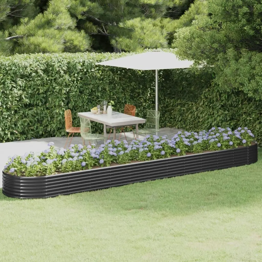 Garden Raised Bed Powder-coated Steel 507x100x36 cm Anthracite 319011