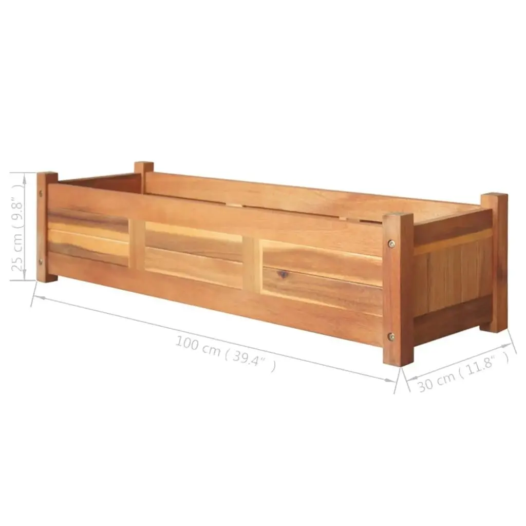 Garden Raised Beds 2 pcs Acacia Wood 100x30x25 cm 3057522