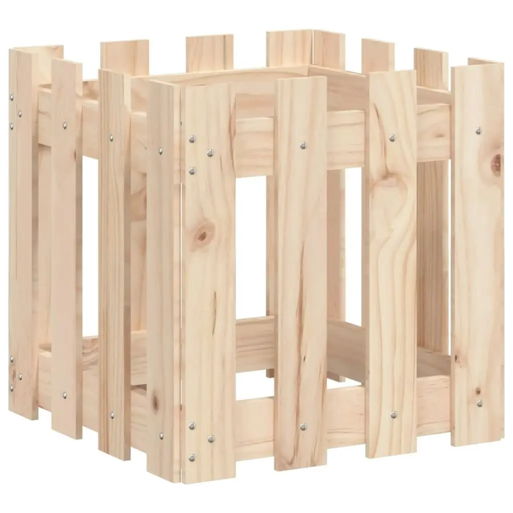 Garden Planter with Fence Design 40x40x40 cm Solid Wood Pine 832447