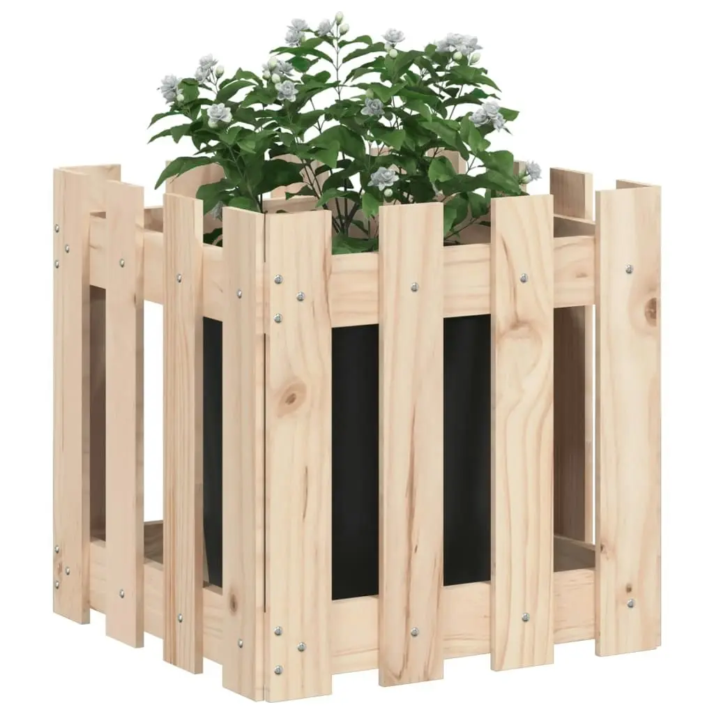 Garden Planter with Fence Design 40x40x40 cm Solid Wood Pine 832447