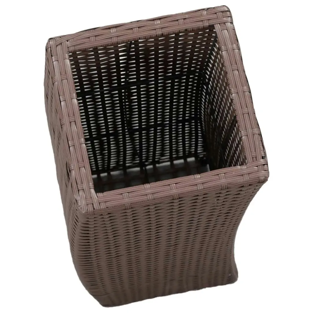 Garden Raised Beds 3 pcs Poly Rattan Brown 46941