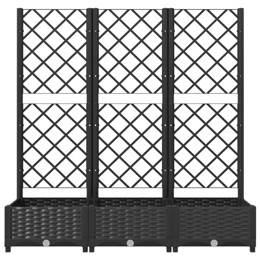 Garden Planter with Trellis Black 120x40x121.5 cm PP 318272