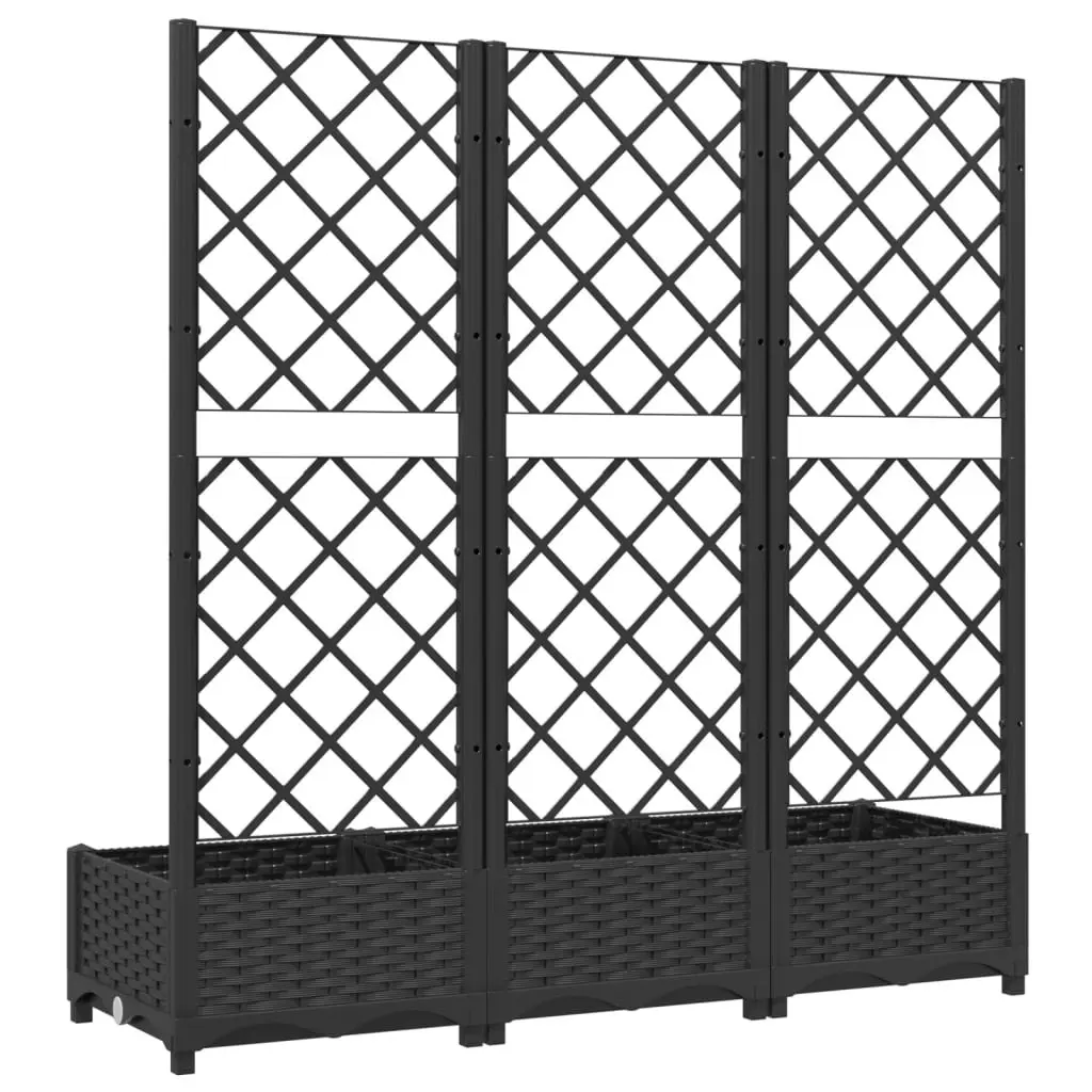 Garden Planter with Trellis Black 120x40x121.5 cm PP 318272