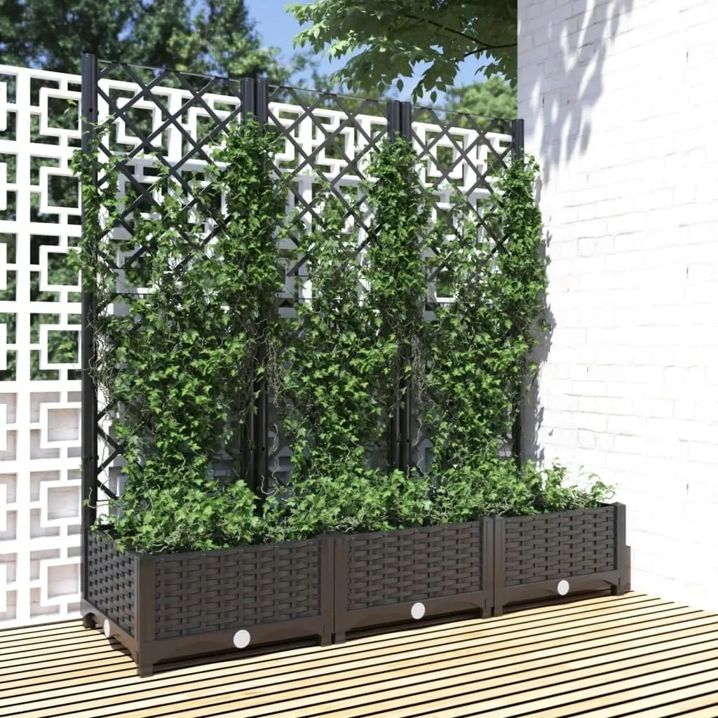 Garden Planter with Trellis Black 120x40x121.5 cm PP 318272