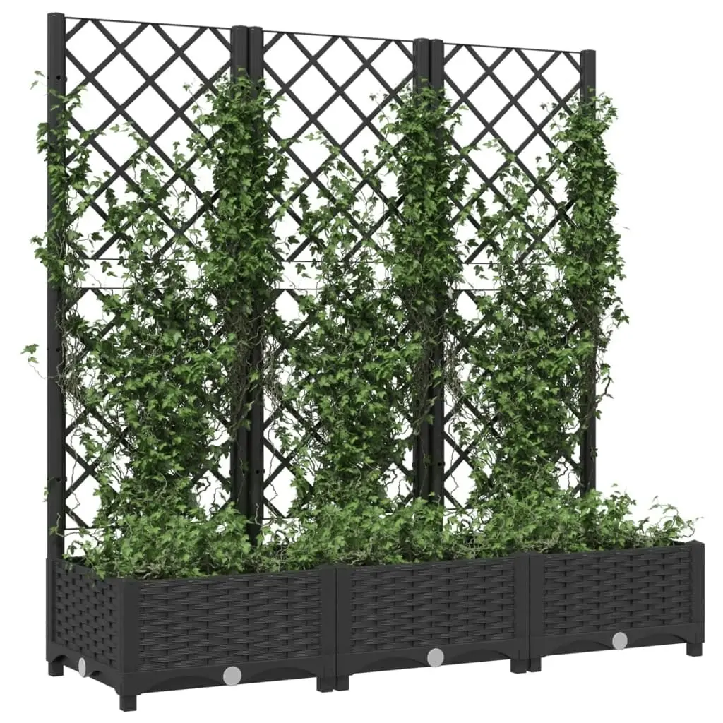 Garden Planter with Trellis Black 120x40x121.5 cm PP 318272