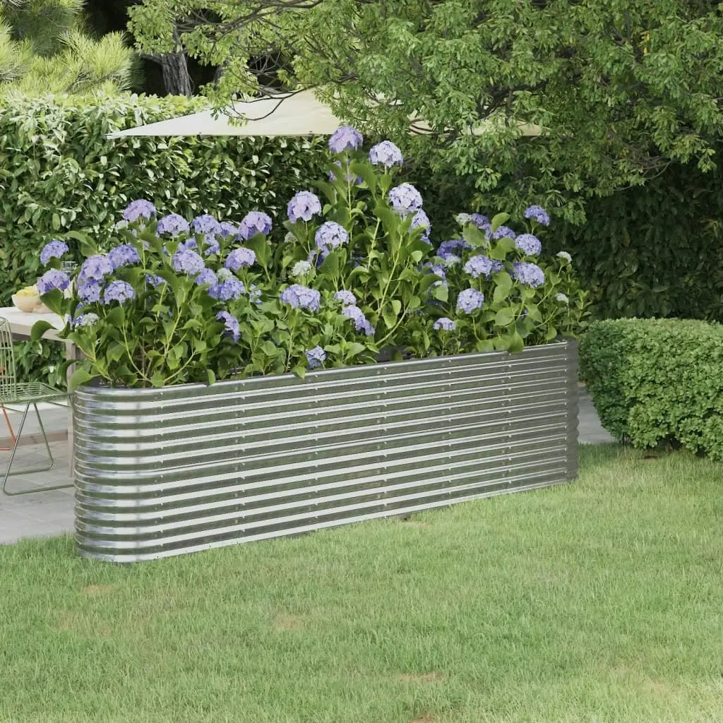 Garden Raised Bed Powder-Coated Steel 260x40x68 cm Silver 318907