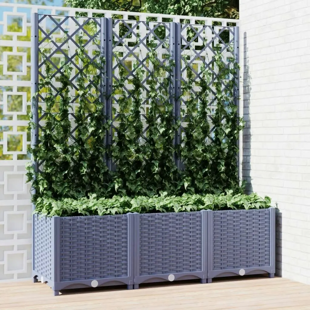 Garden Planter with Trellis Dark Grey 120x40x136 cm PP 318253