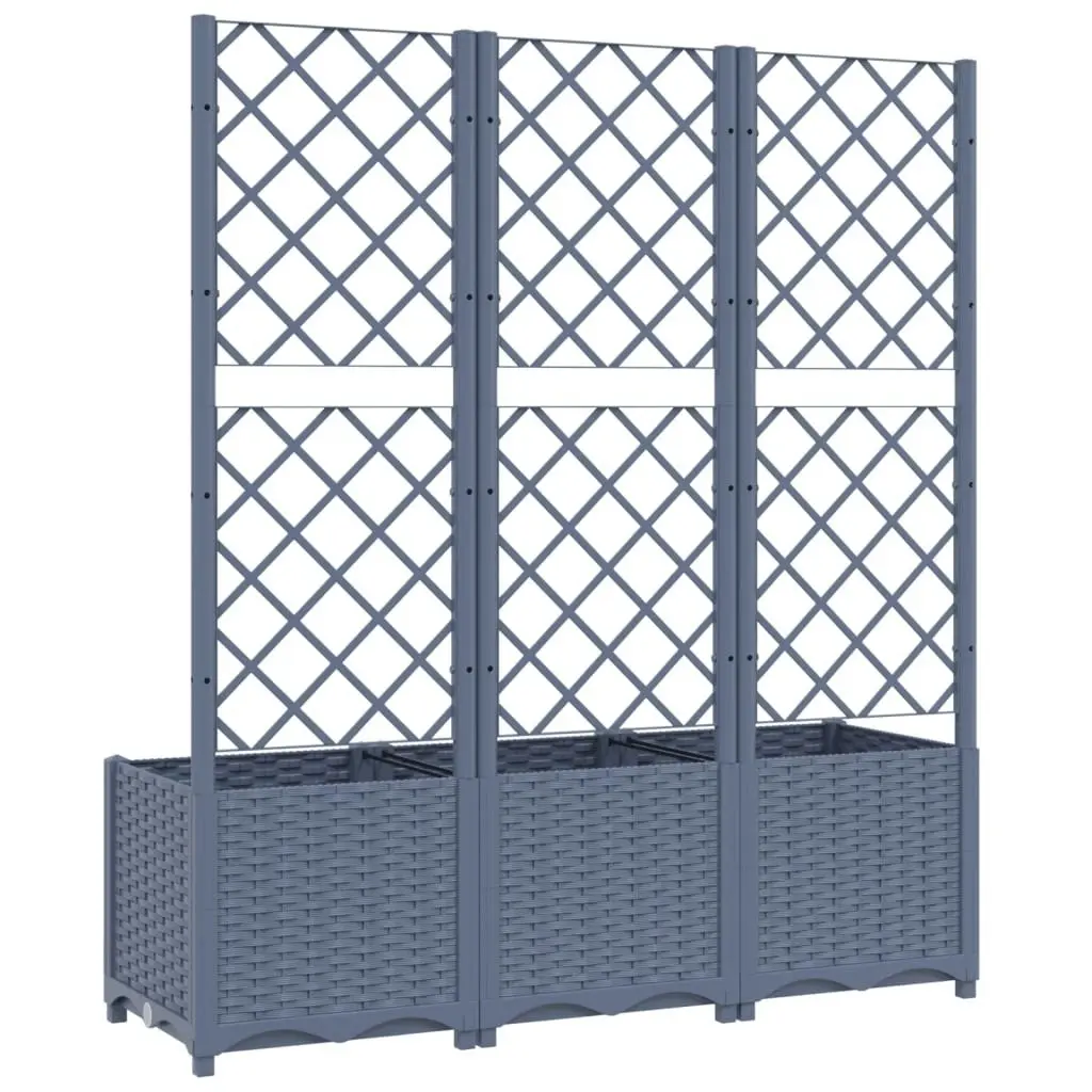 Garden Planter with Trellis Dark Grey 120x40x136 cm PP 318253