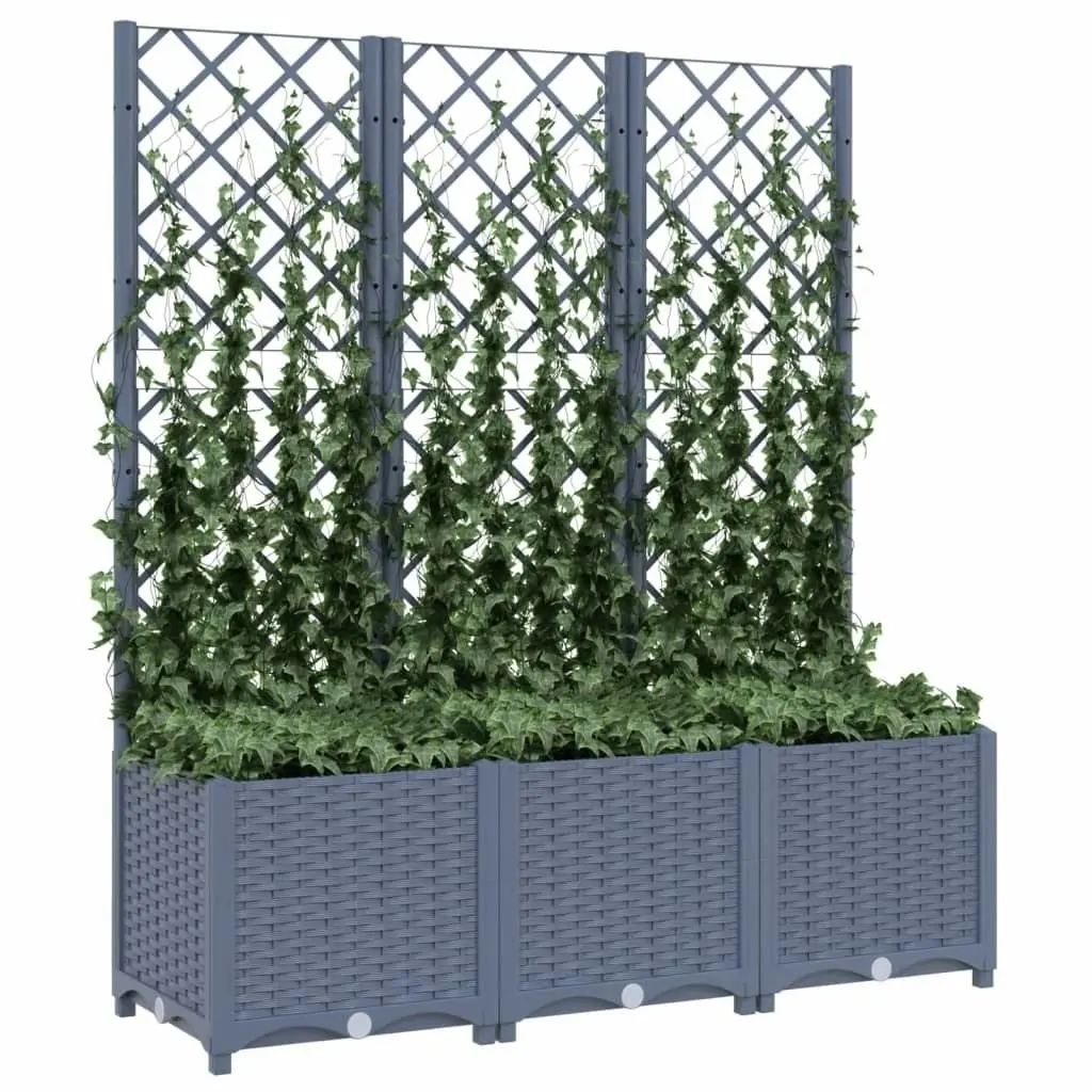 Garden Planter with Trellis Dark Grey 120x40x136 cm PP 318253