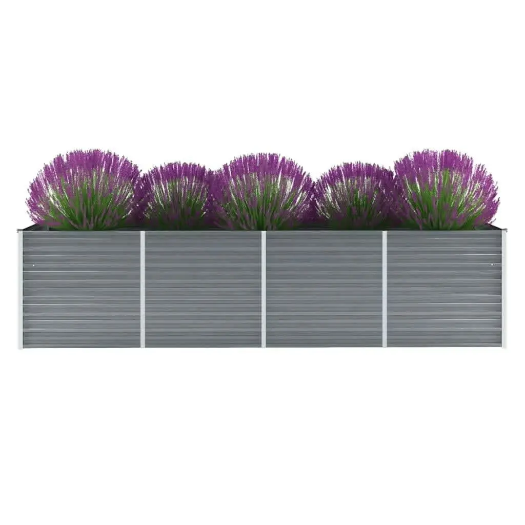 Garden Raised Bed Galvanised Steel 320x80x77 cm Grey 44844