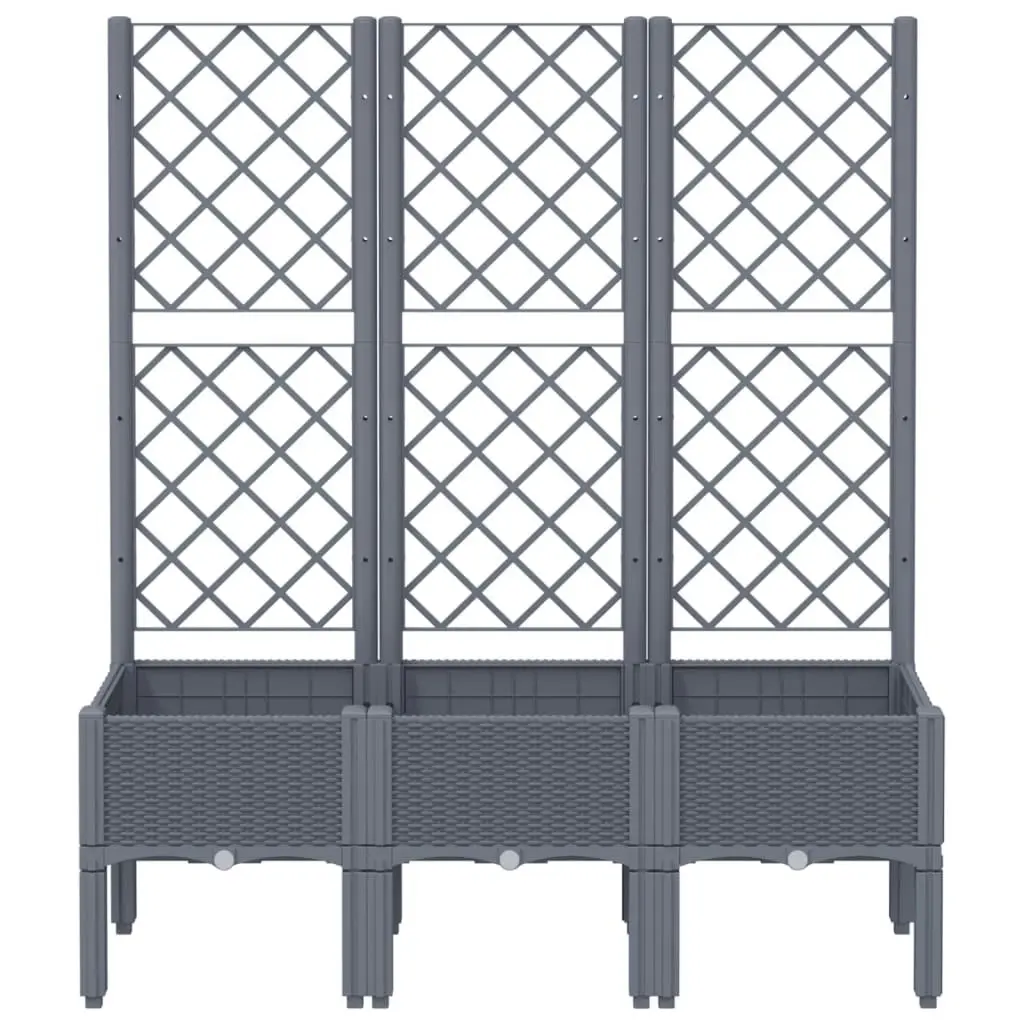 Garden Planter with Trellis Grey 120x40x142 cm PP 367926