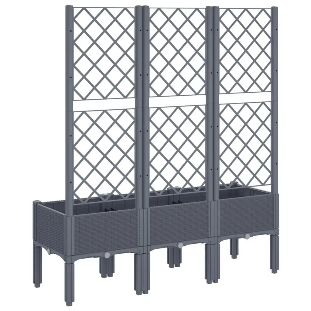 Garden Planter with Trellis Grey 120x40x142 cm PP 367926