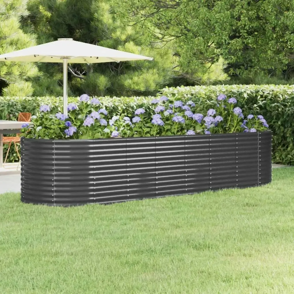 Garden Raised Bed Powder-coated Steel 322x100x68 cm Anthracite 319071