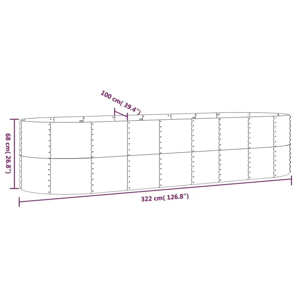 Garden Raised Bed Powder-coated Steel 322x100x68 cm Anthracite 319071