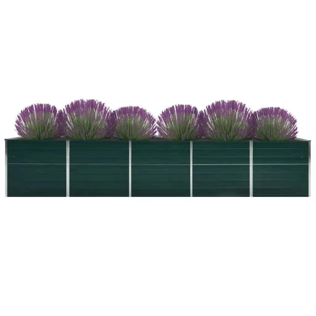 Garden Raised Bed Galvanised Steel 400x80x77 cm Green 47061