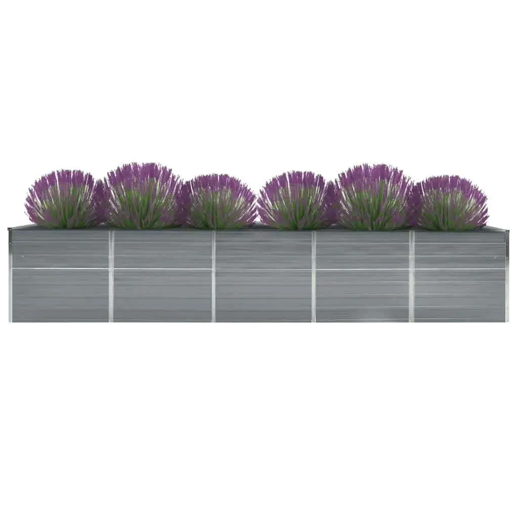 Garden Raised Bed Galvanised Steel 400x80x77 cm Grey 47060