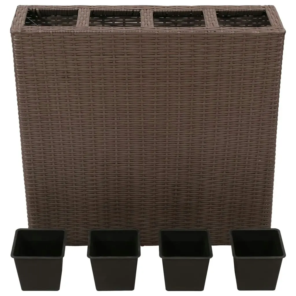 Garden Rectangle Rattan Raised Bed Set Brown 41085