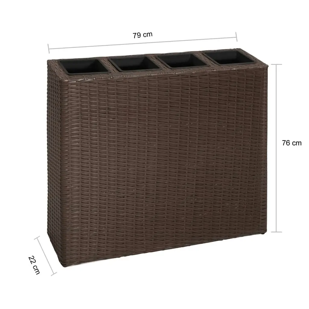 Garden Rectangle Rattan Raised Bed Set Brown 41085