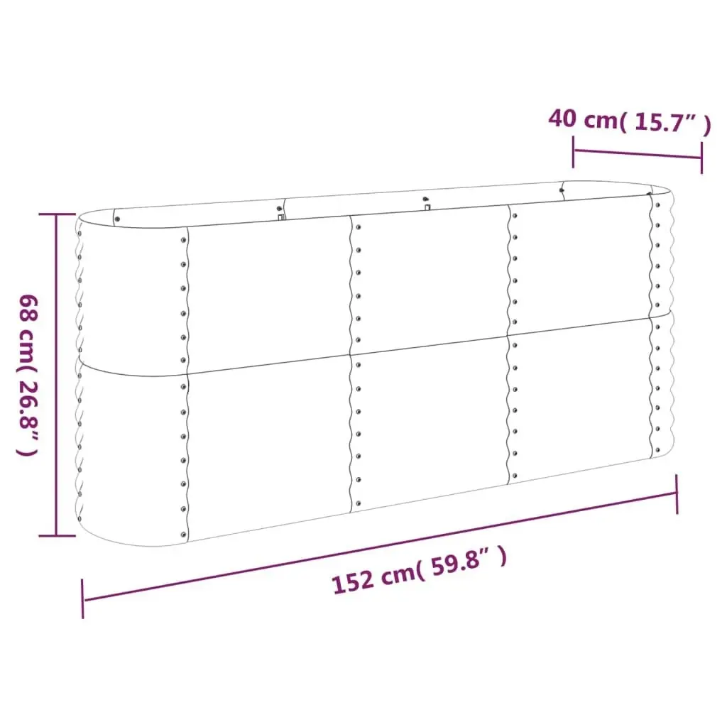 Garden Raised Bed Powder-Coated Steel 152x40x68 cm Silver 318897