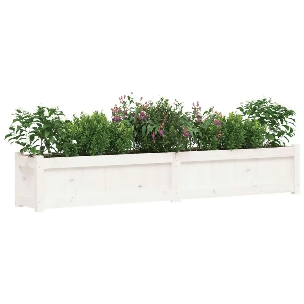 Garden Planters 2 pcs White Solid Wood Pine 837497