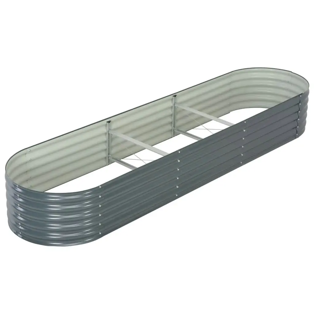 Garden Raised Bed 320x80x44 cm Galvanised Steel Grey 45527