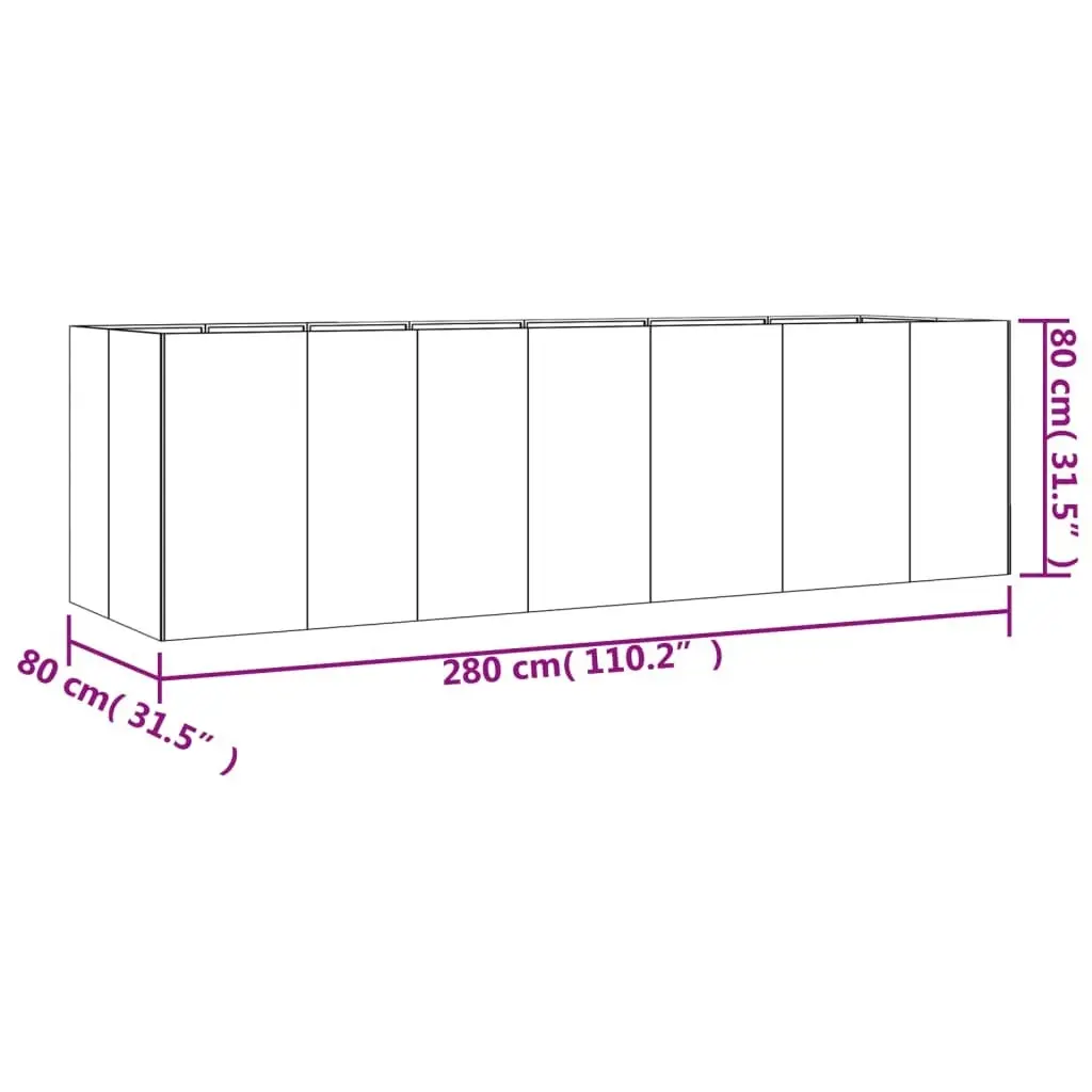 Garden Raised Bed 280x80x80 cm Corten Steel 824540