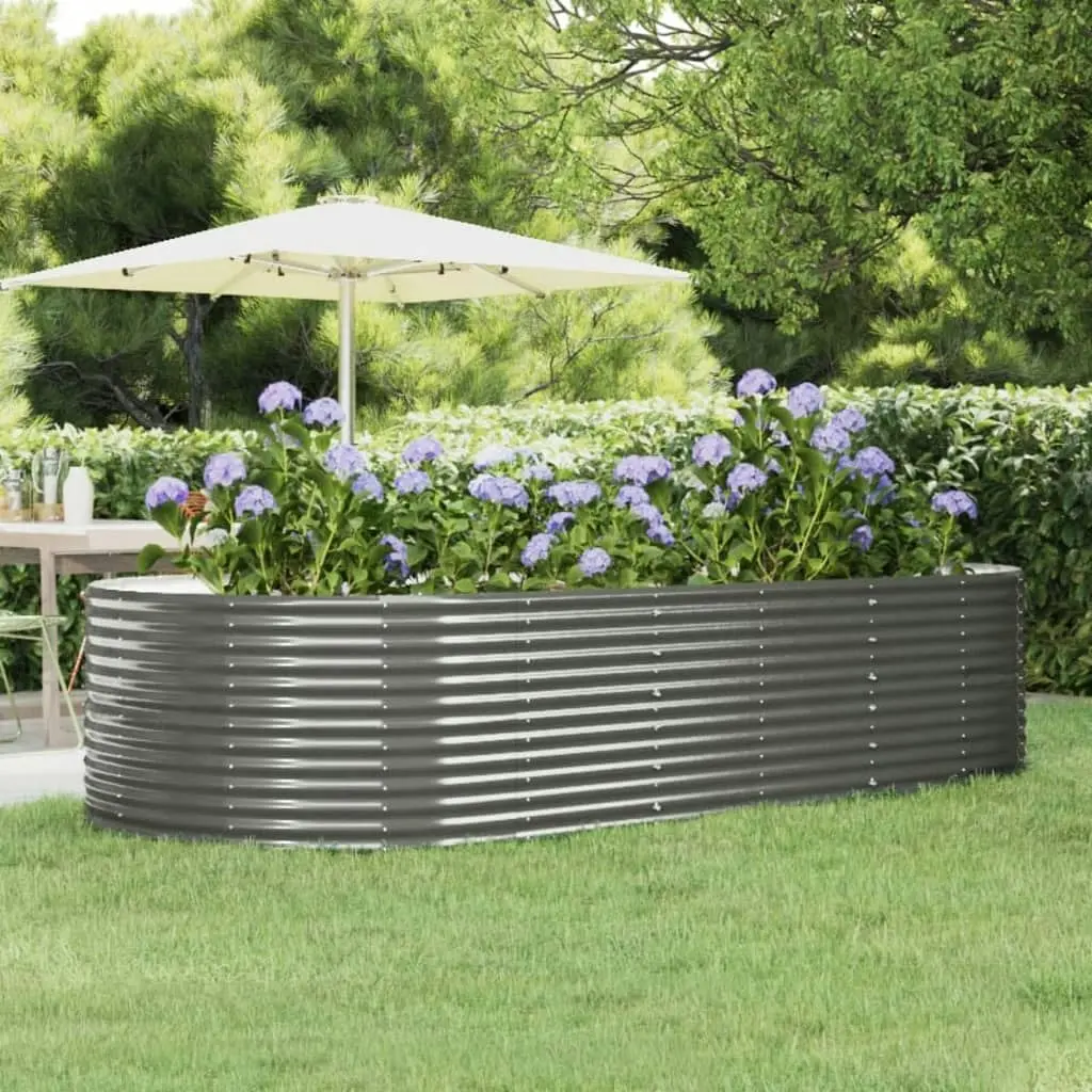 Garden Raised Bed Grey 291x140x68 cm Powder-Coated Steel 319099