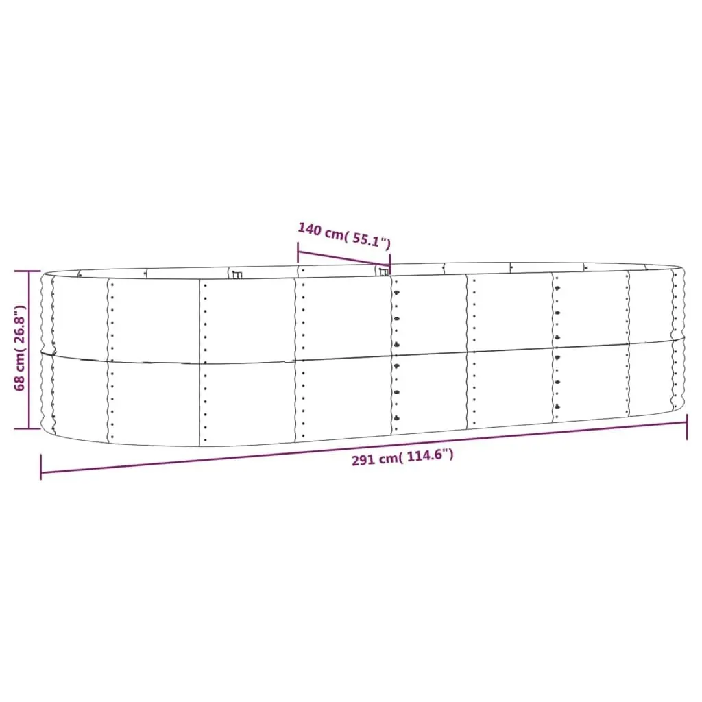 Garden Raised Bed Grey 291x140x68 cm Powder-Coated Steel 319099