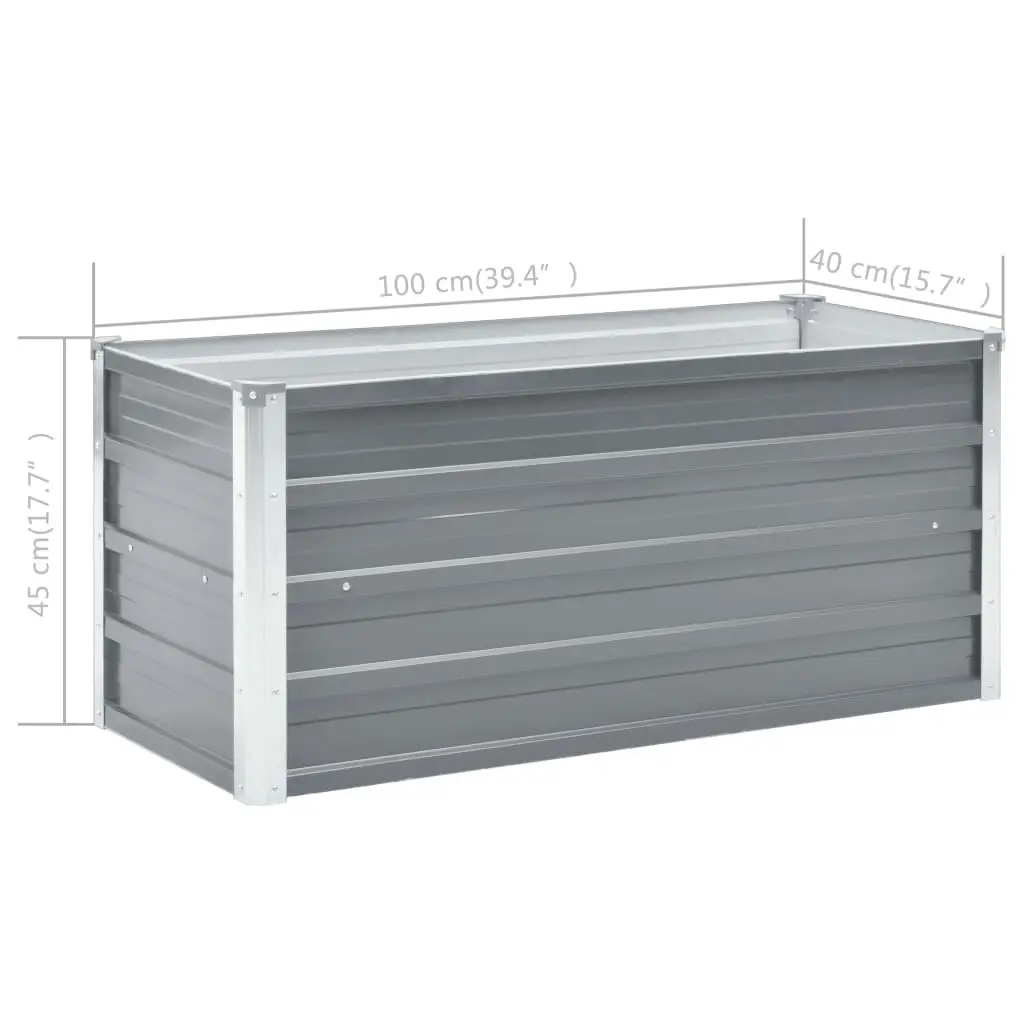 Garden Raised Bed Galvanised Steel 100x40x45 cm Grey 44854