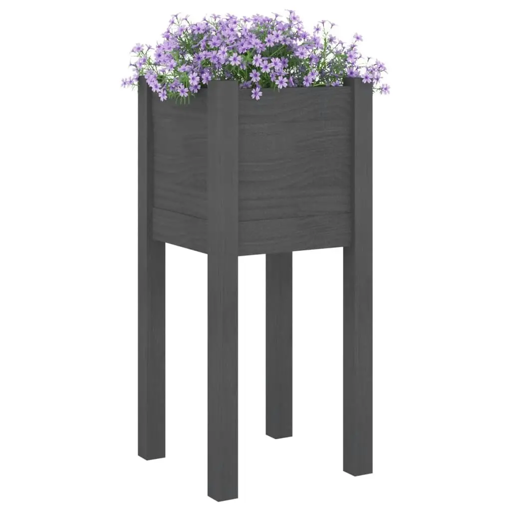 Garden Planters 2 pcs Grey 31x31x70 cm Solid Pinewood 810784