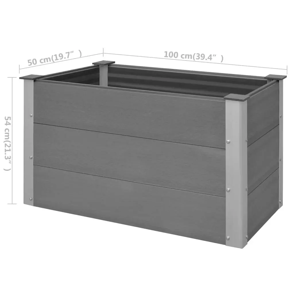 Garden Raised Bed WPC 100x50x54 cm Grey 43603