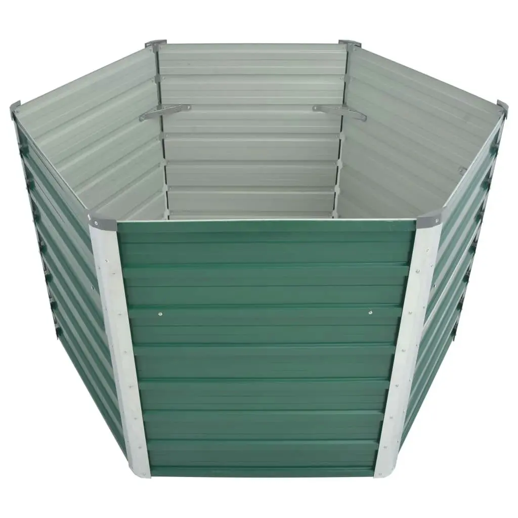 Garden Raised Bed Galvanised Steel 129x129x77 cm Green 44857