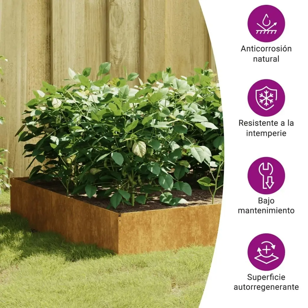 Garden Raised Bed 100x100x33.5 cm Corten Steel 824515