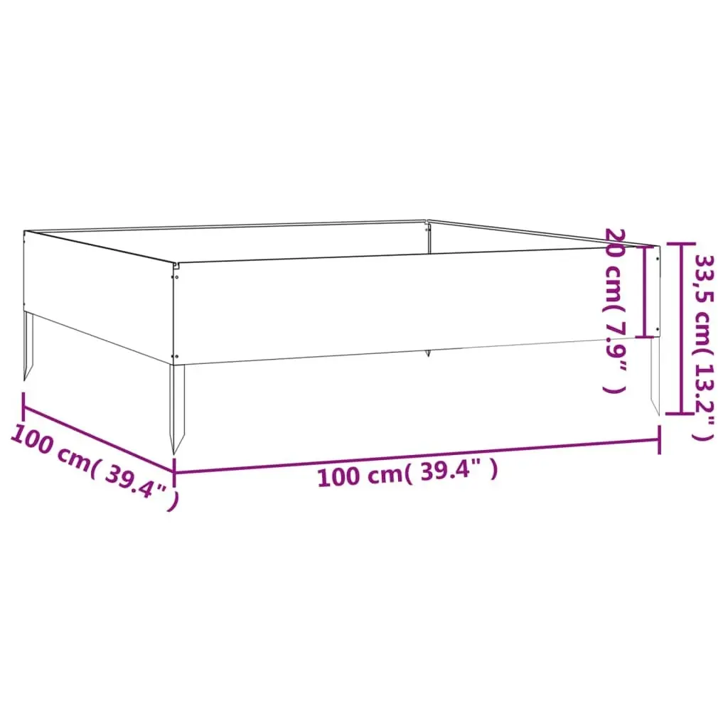 Garden Raised Bed 100x100x33.5 cm Corten Steel 824515