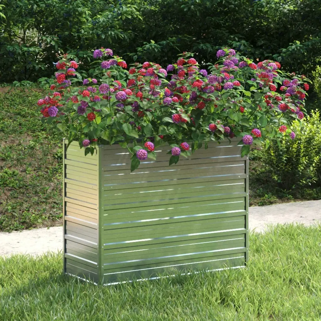 Garden Raised Bed 100x40x77 cm Galvanized Steel Silver 316896