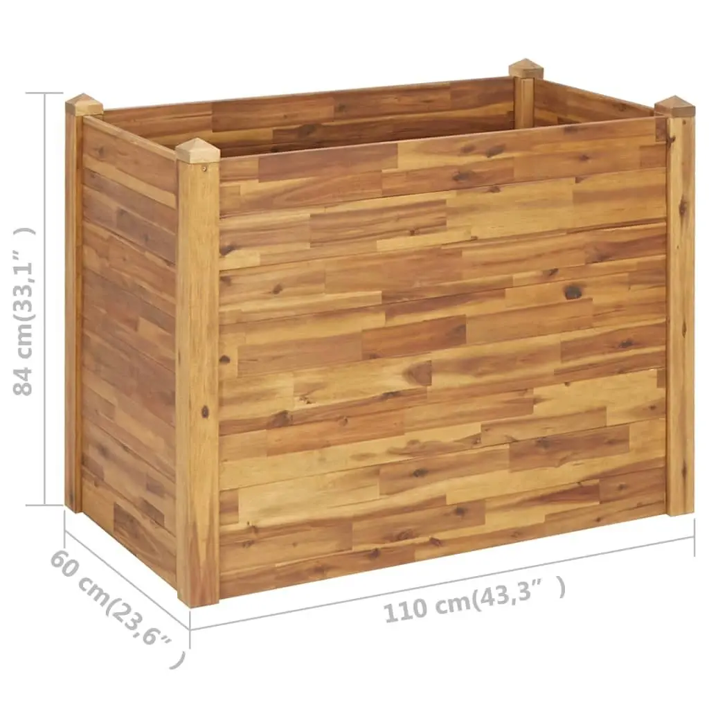 Garden Raised Bed 110x60x84 cm Solid Acacia Wood 46579