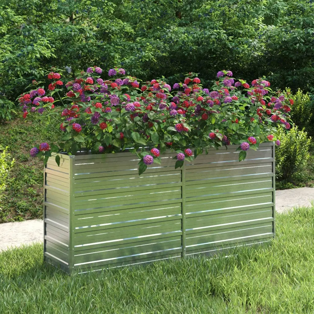 Garden Raised Bed 160x40x77 cm Galvanized Steel Silver 316894