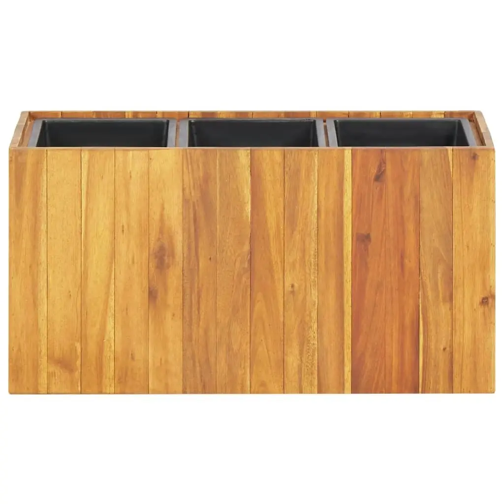 Garden Raised Bed with 3 Pots Solid Acacia Wood 46572