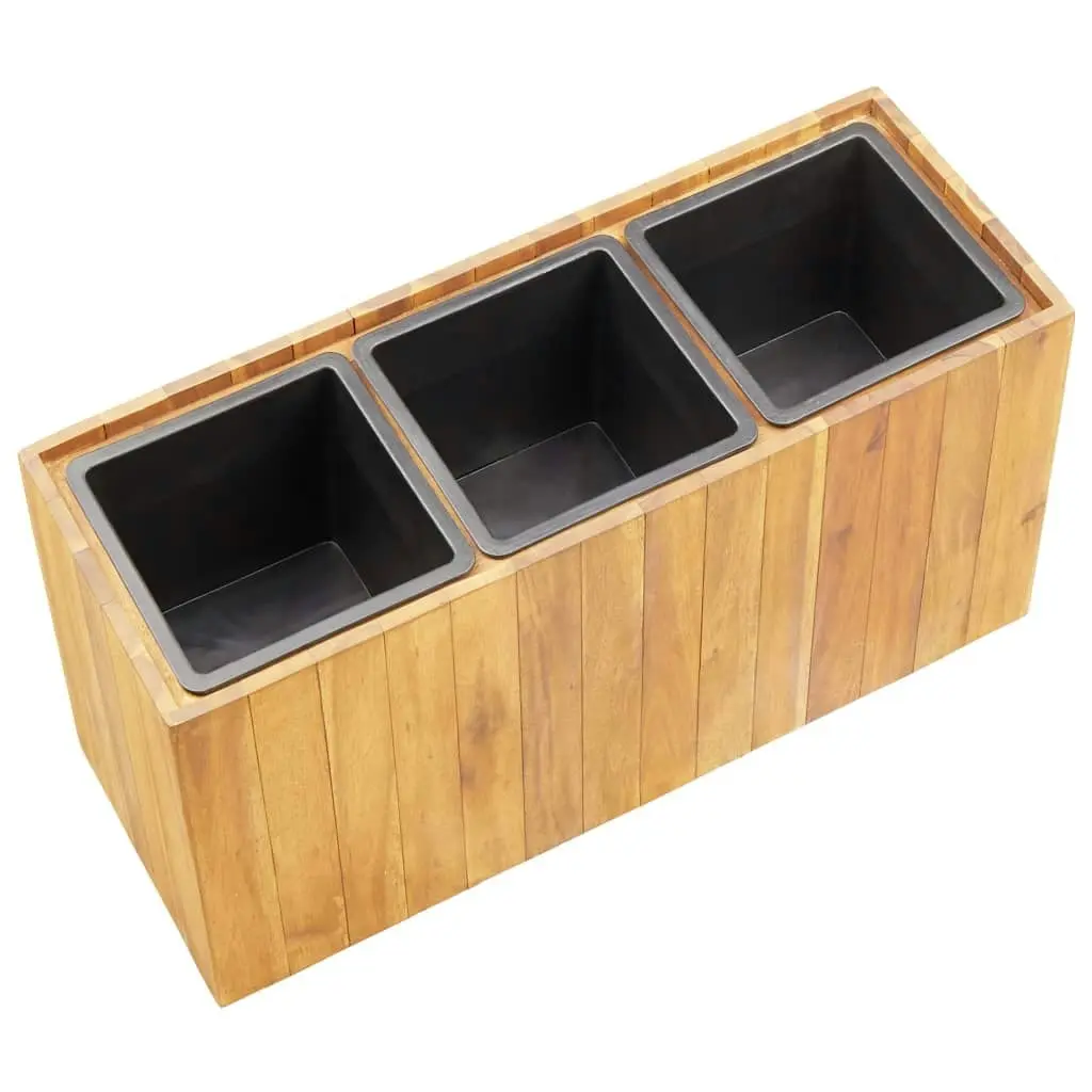 Garden Raised Bed with 3 Pots Solid Acacia Wood 46572