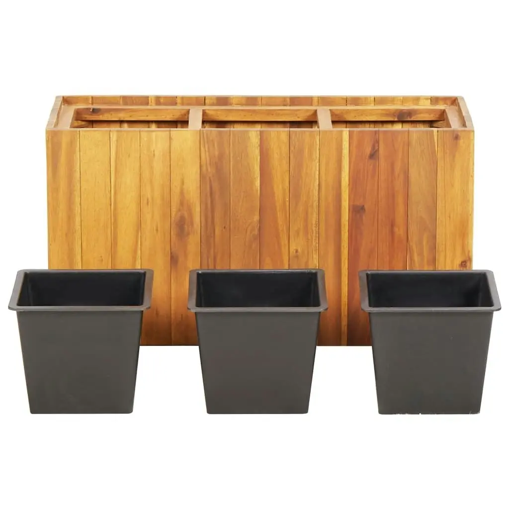 Garden Raised Bed with 3 Pots Solid Acacia Wood 46572